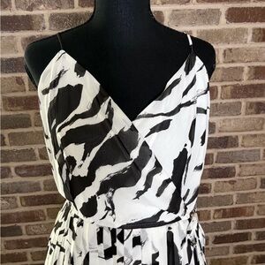 Black & White Nine West Abstract Print Sleeveless Dress